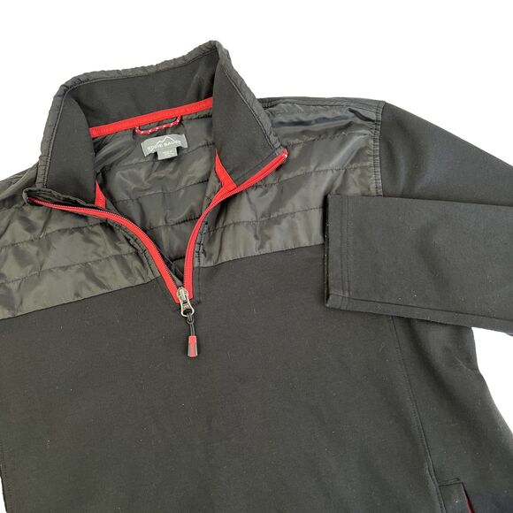 Mens Eddie Bauer 1/4 Zip Pullover Sweatshirt Jacket Size Medium Black - Picture 1 of 8